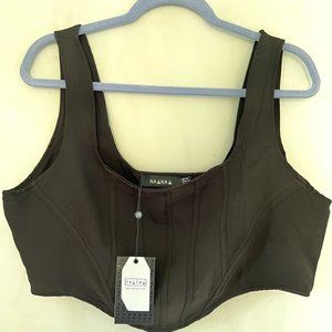 Black sleeveless corset crop top